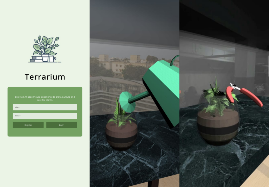 Login, watering, plant care in Terrarium