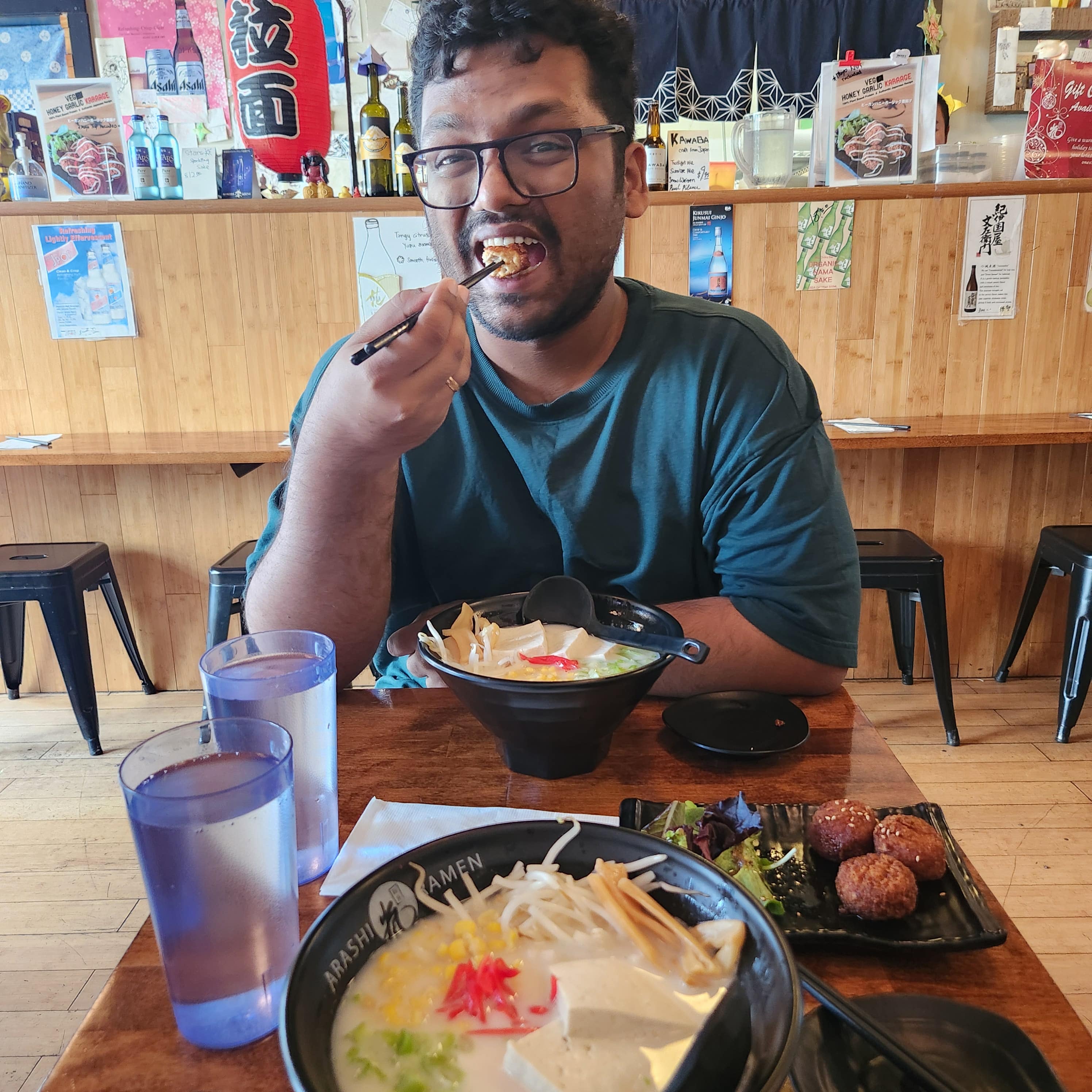 Vivek enjoying a meal